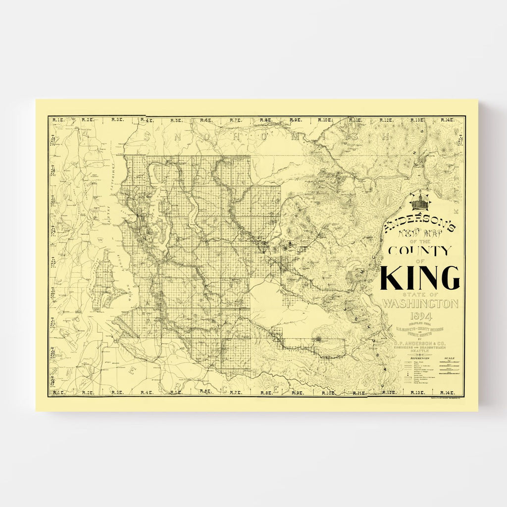 Vintage Map of King County, Washington 1894
