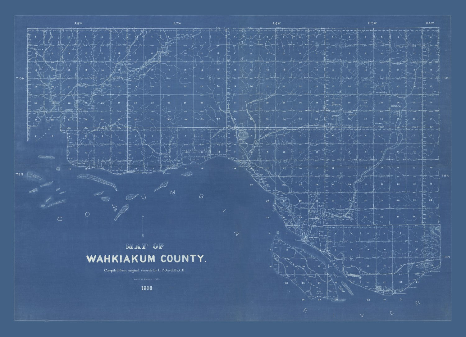 Vintage Map of Wahkiakum County, Washington 1898