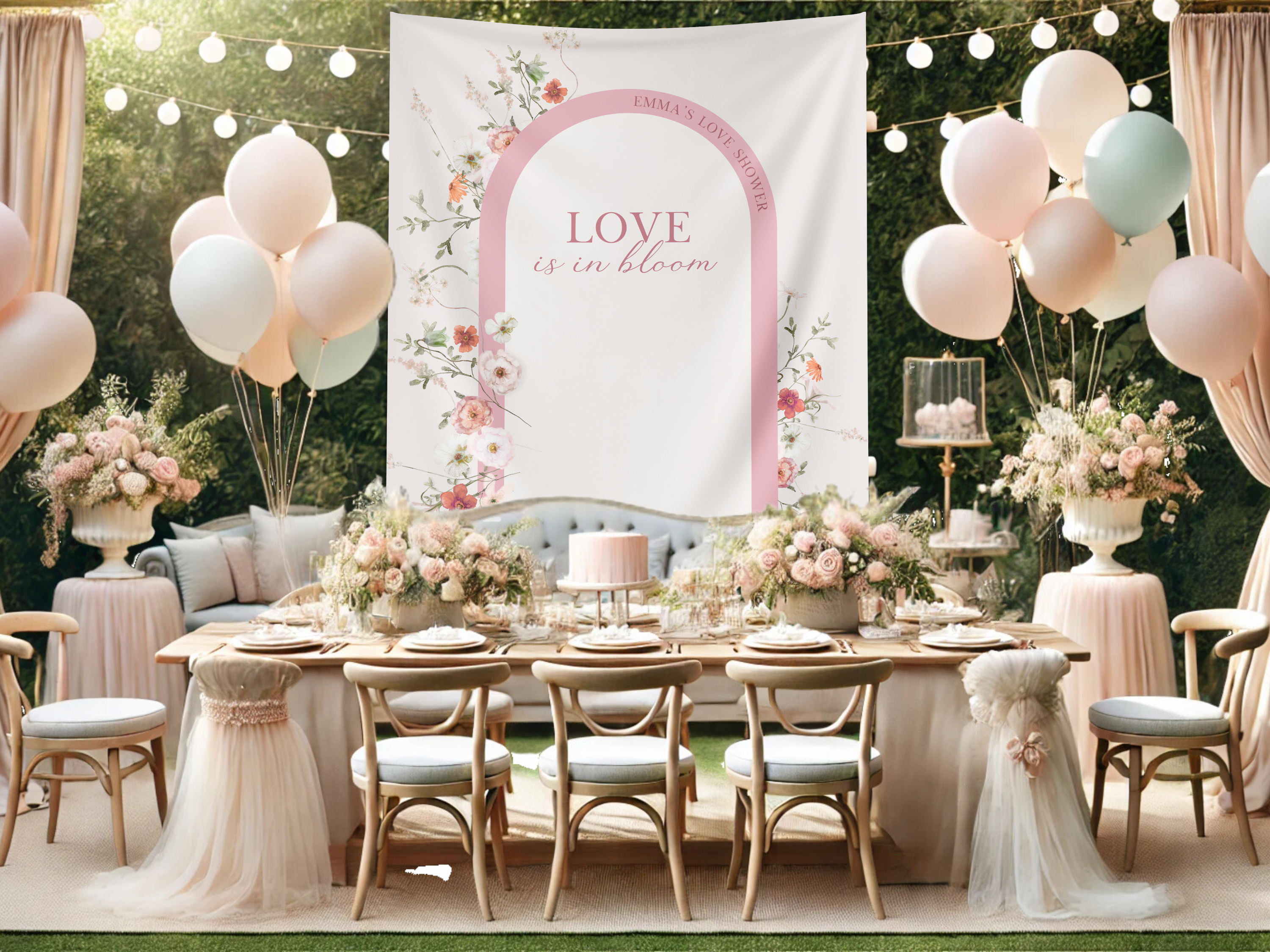 Love is in Bloom Bridal Shower Custom Banner Backdrop