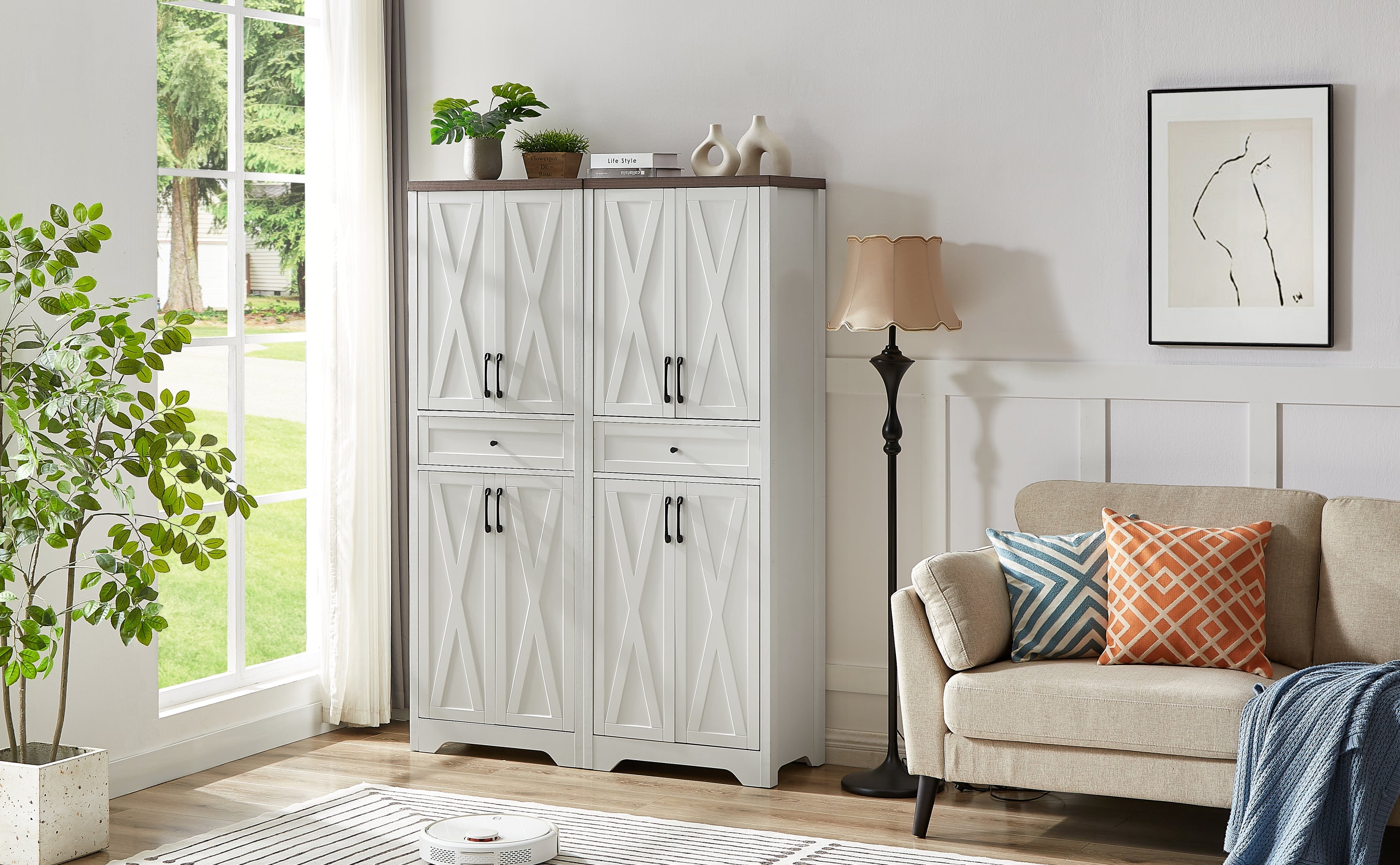 68'high living room sideboard, multi-functional combination TV cabinet sideboard, large capacity storage cabinet, can be used in living room, bedroom,office area,  23.7''L x 15.0''W x 68''H