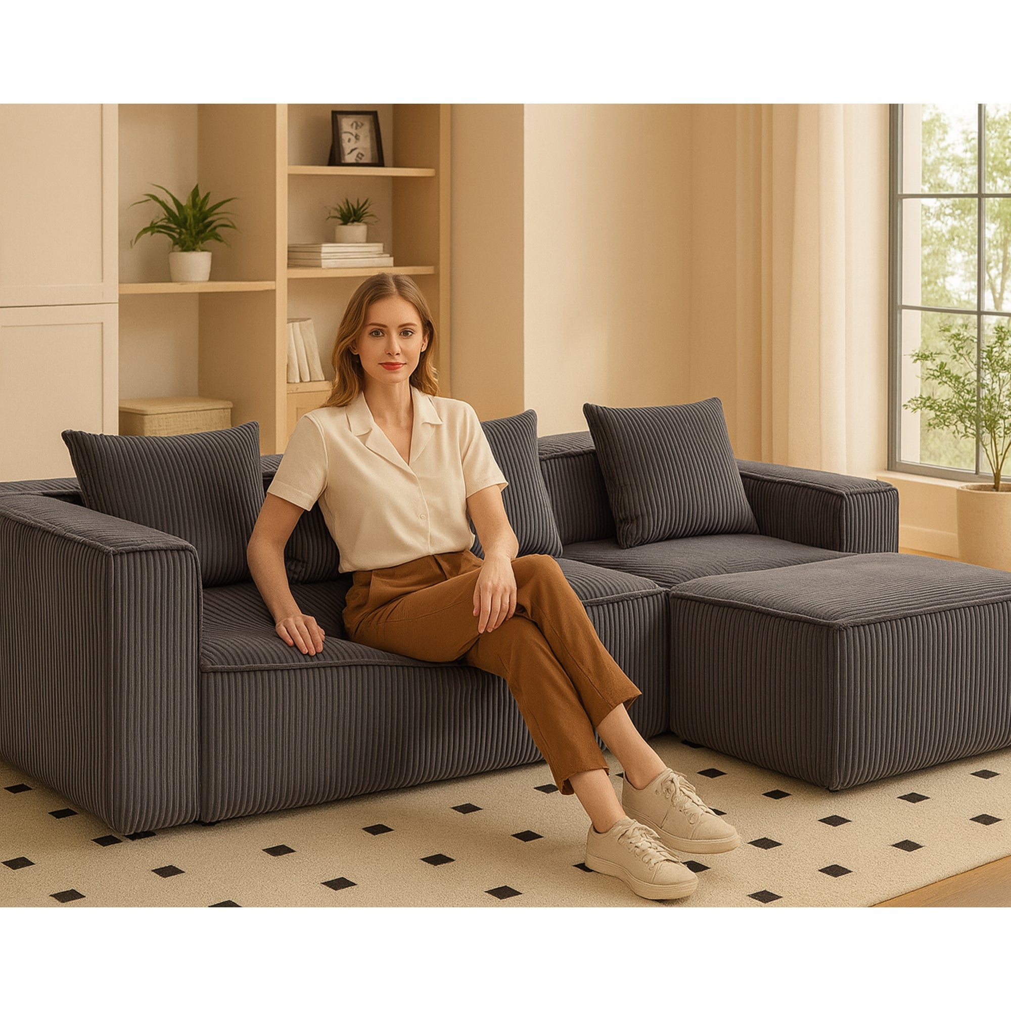 Multi person modular compression sofa that can be freely combined-33005-4