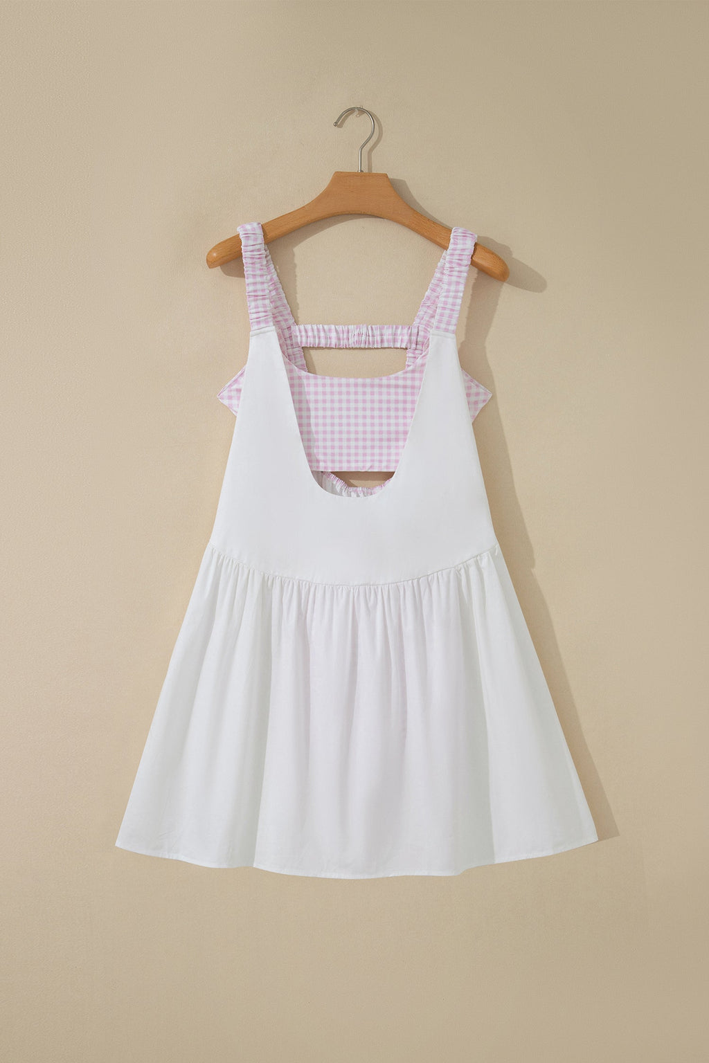 Gingham Patchwork Faux Two Piece Mini Dress