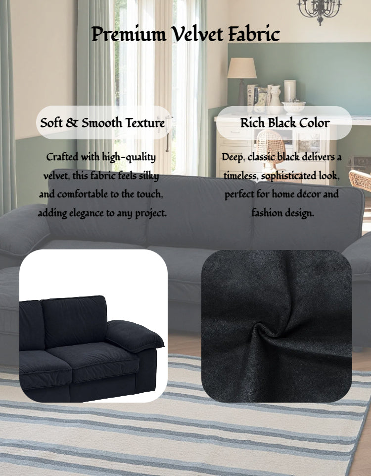 FX-P20M-3S0-BK (3S&Ottoman SOFA)105.5inch Upholstered L-Shaped Sectional Sofa with Storage , Modern Fabric Couch with Deep Cushions, Space-Saving Sofa for Apartment & Living Room