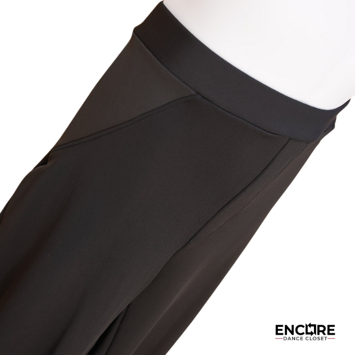 Black Straight-Leg Pants with Faux Pocket