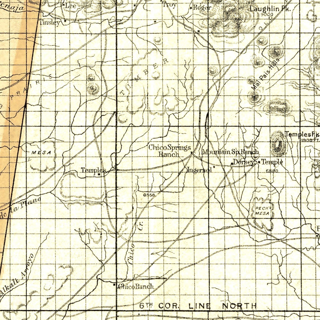 Vintage Map of Colfax County, New Mexico 1889