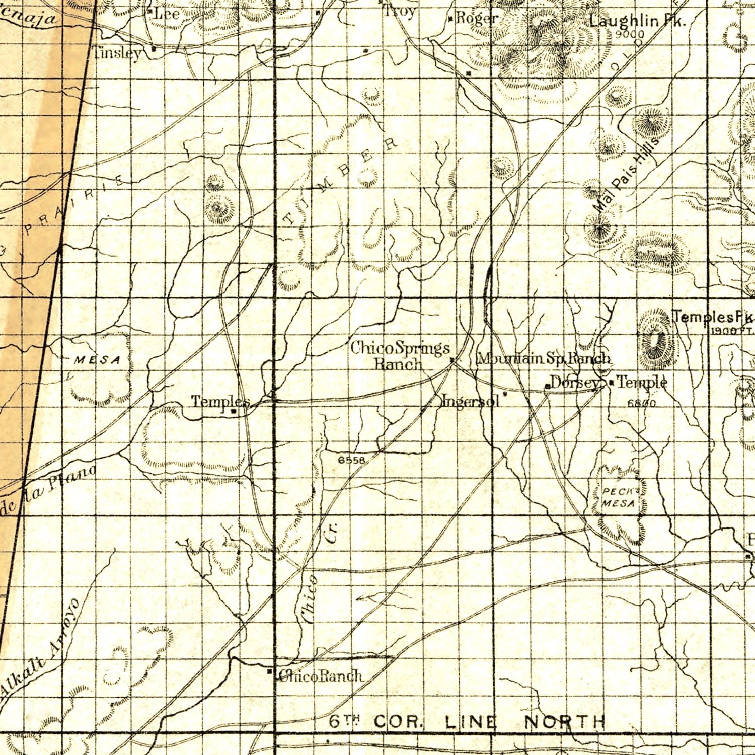 Vintage Map of Colfax County, New Mexico 1889