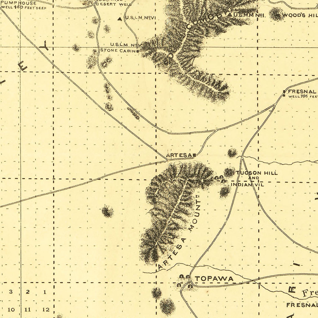 Vintage Map of Pima County, Arizona 1893
