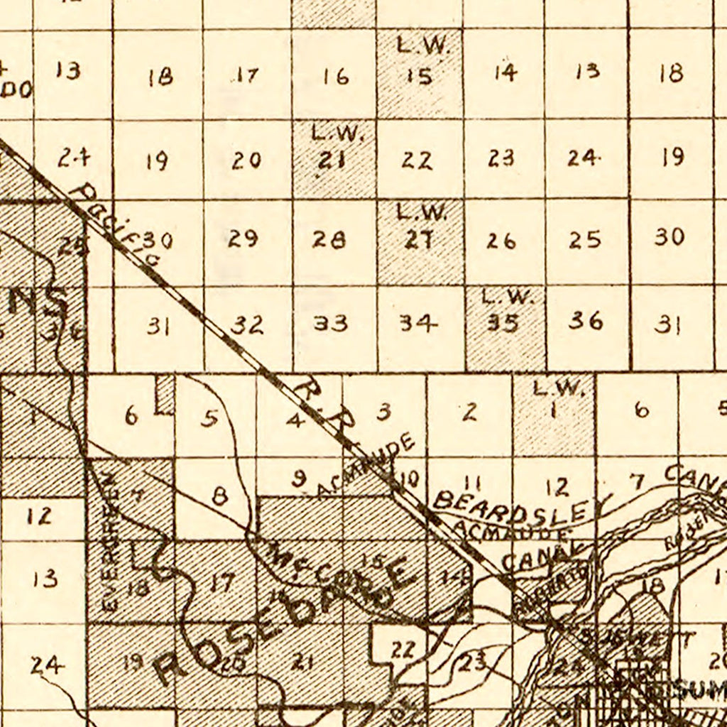Vintage Map of Kern County, California 1888