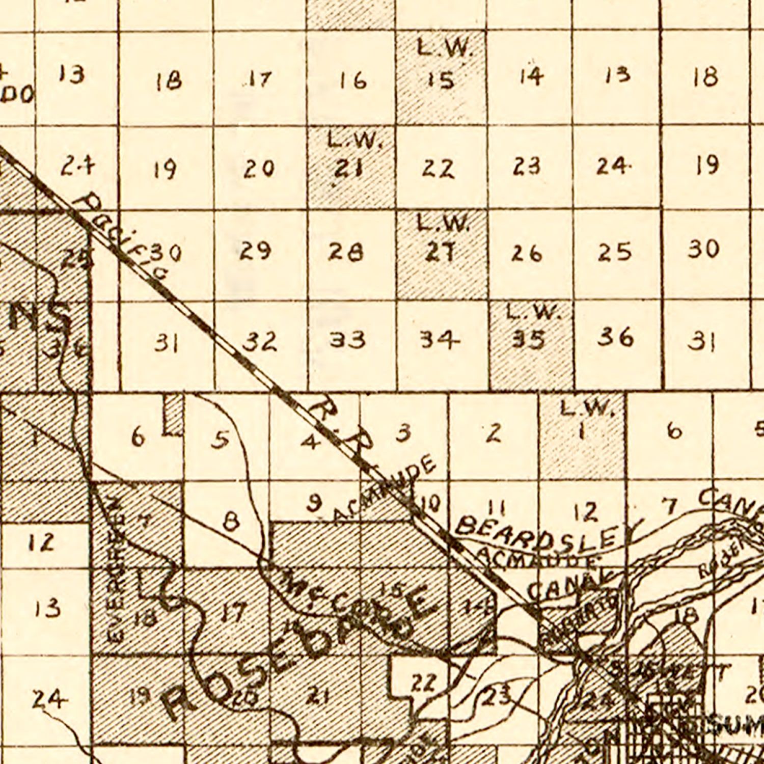 Vintage Map of Kern County, California 1888