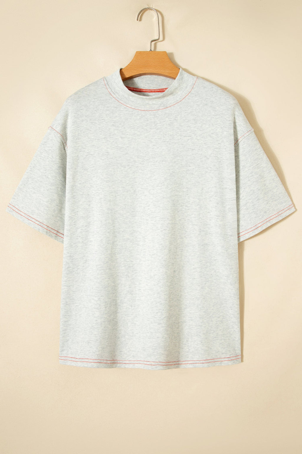 Reversible Contrast Stitching Mock Neck T-Shirt