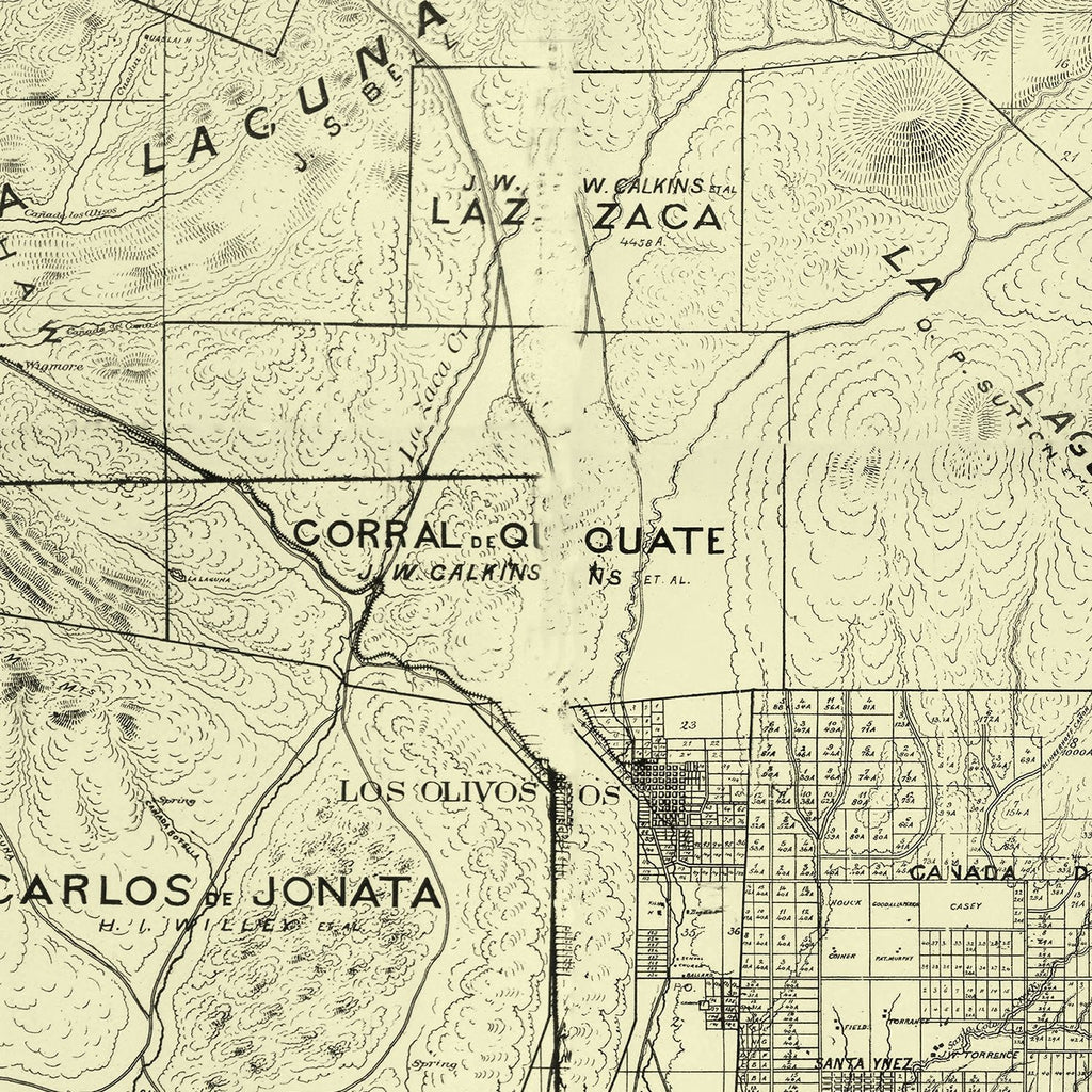 Vintage Map of Santa Barbara County, California 1889