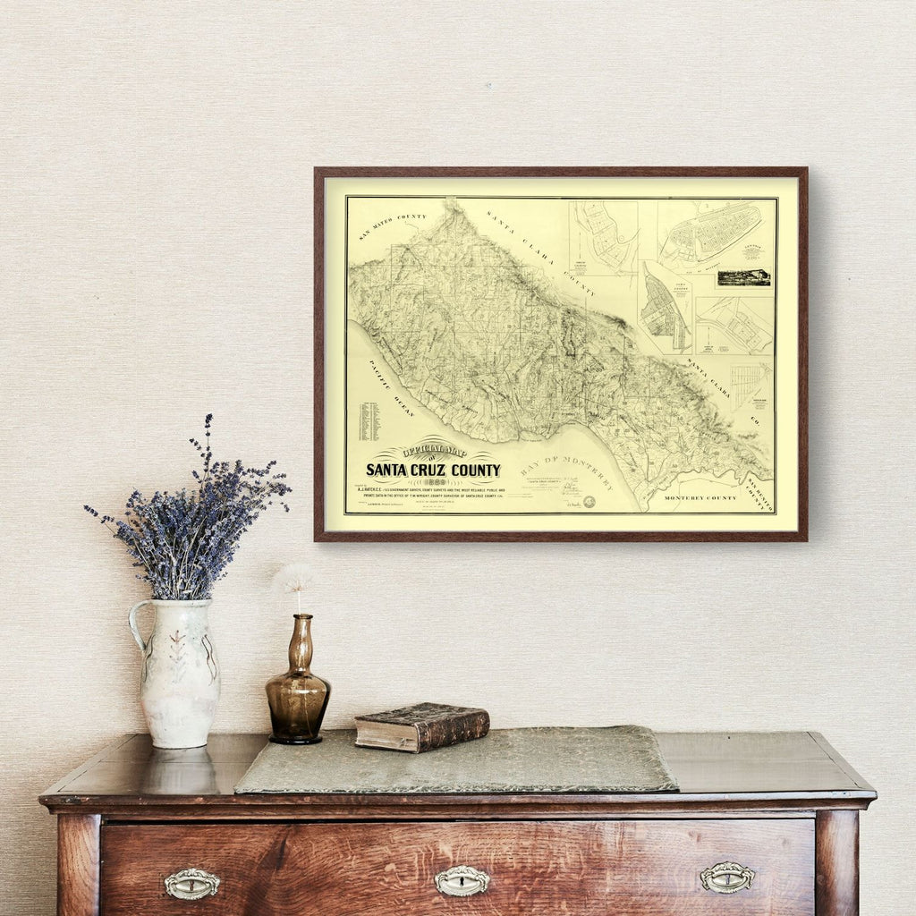 Vintage Map of Santa Cruz County, California 1889