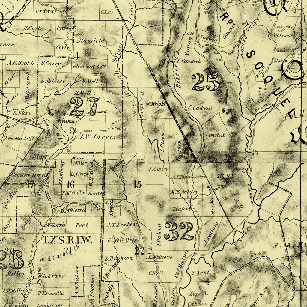 Vintage Map of Santa Cruz County, California 1889