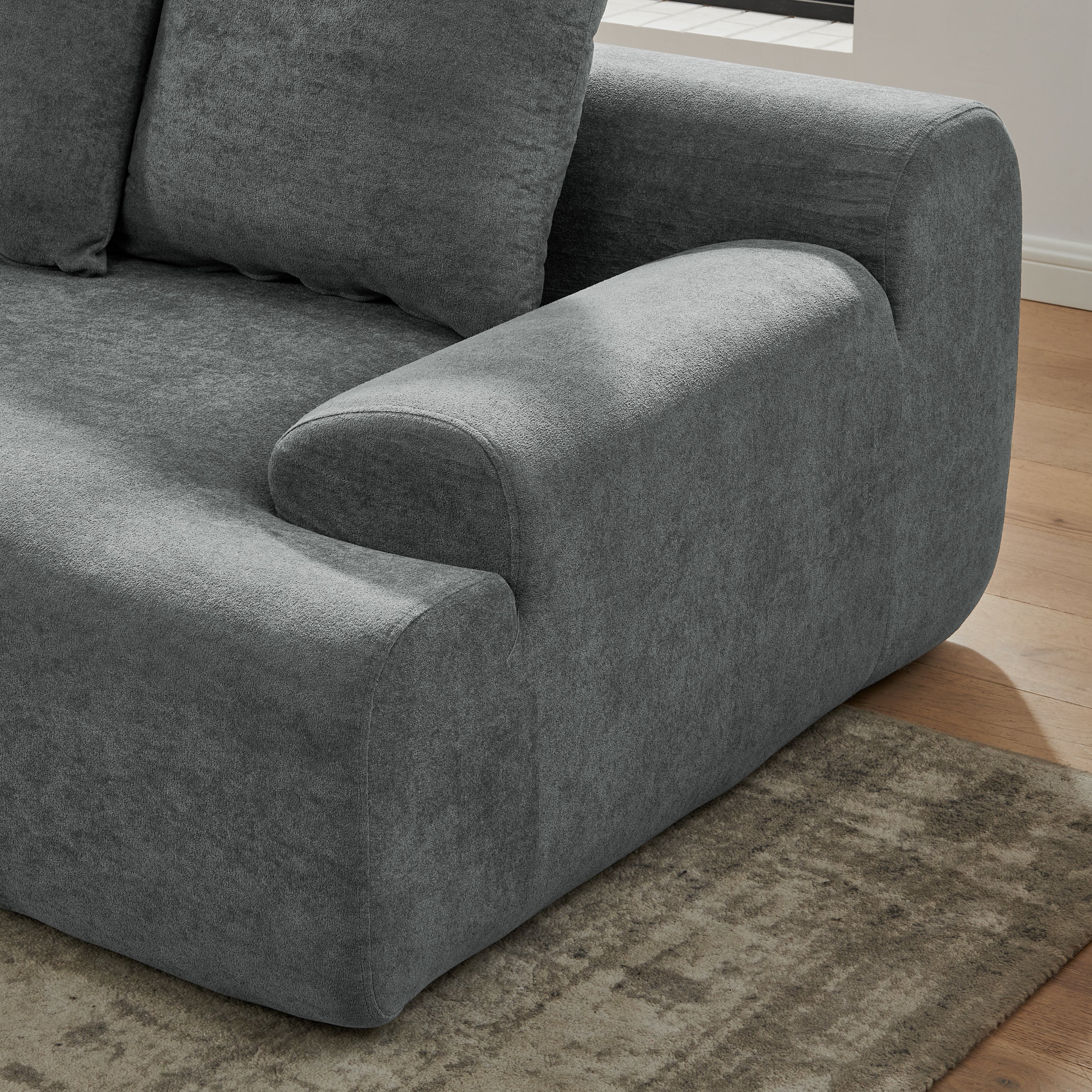 110.25x67'' Modern Upholstered L-Shape Sectional Sofa Couch, Modular Compressed Sofa with Free Combination for Living Room Bedroom, Melange Velvet, Grey
