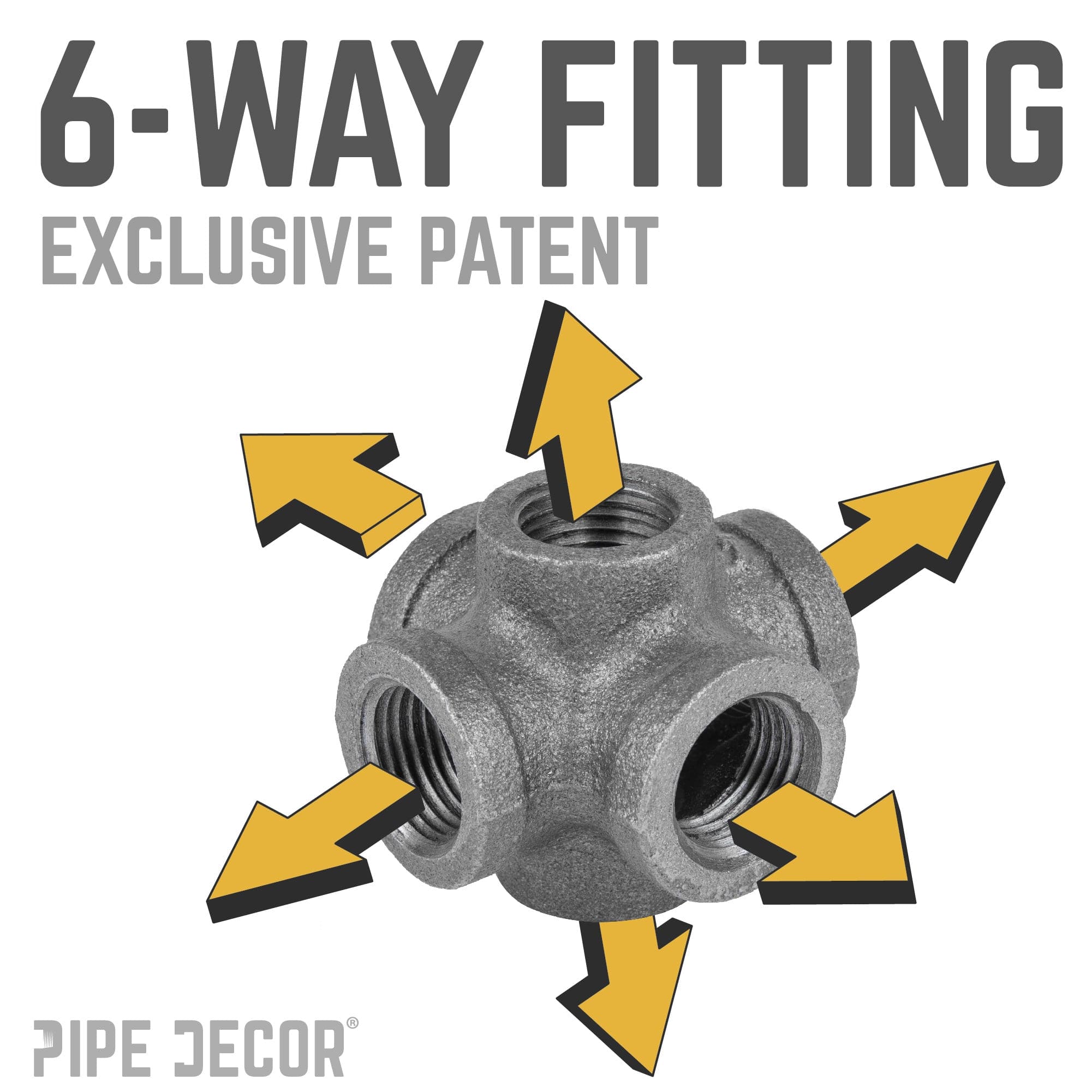 1/2 in. Black 6-Way Fitting