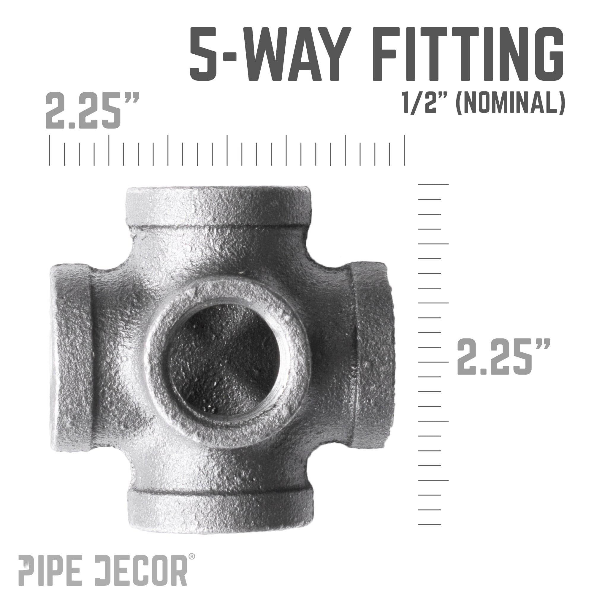 1/2 in. Black 5-Way Fitting