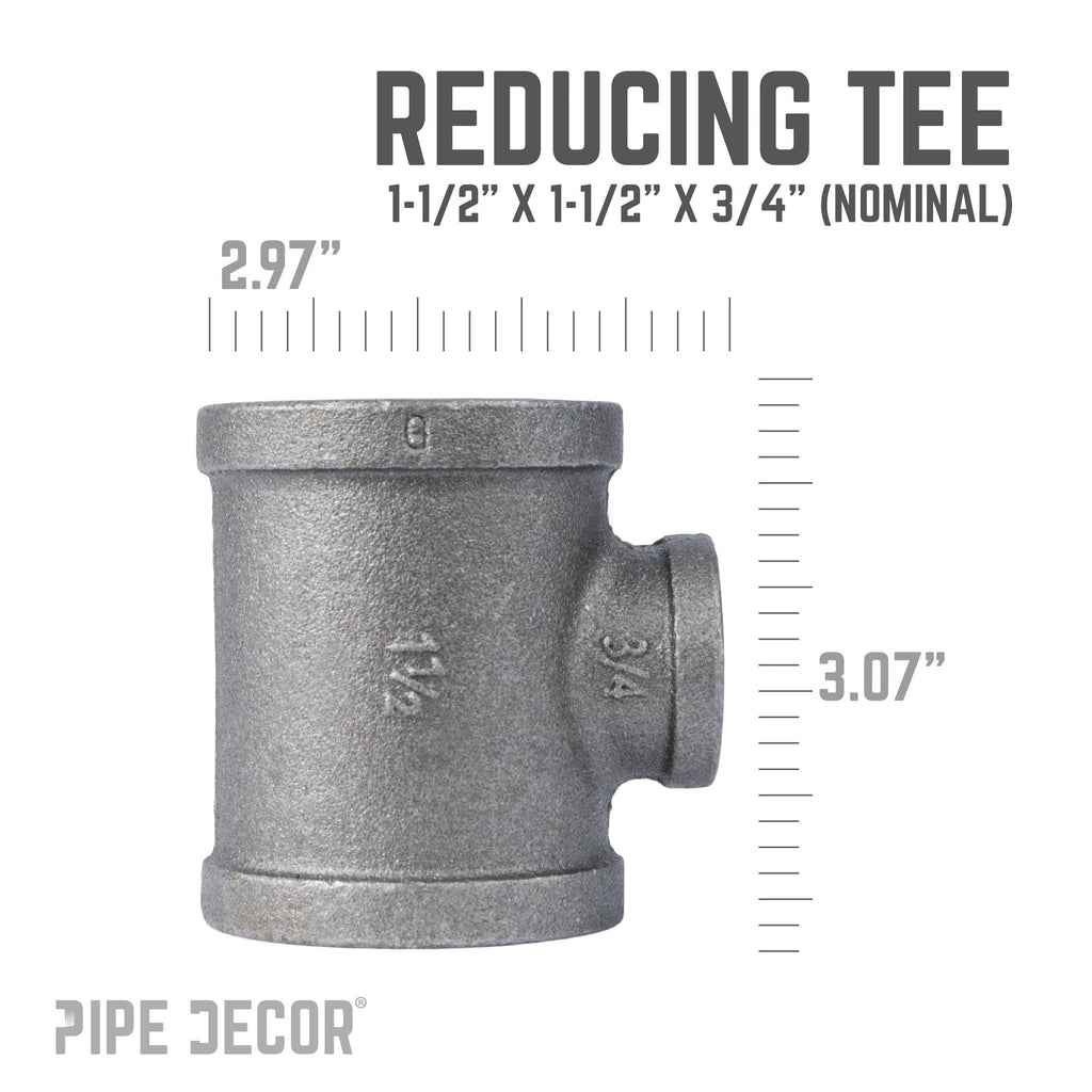 1 1/2 in. x 1 1/2 in. x 3/4 in. Black Reducing Tee