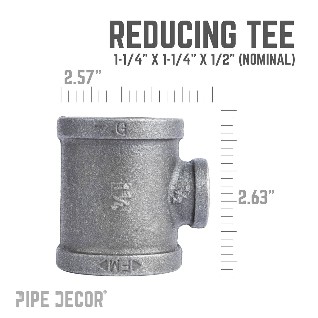 1 1/4 in. x 1 1/4 in. x 1/2 in. Black Reducing Tee