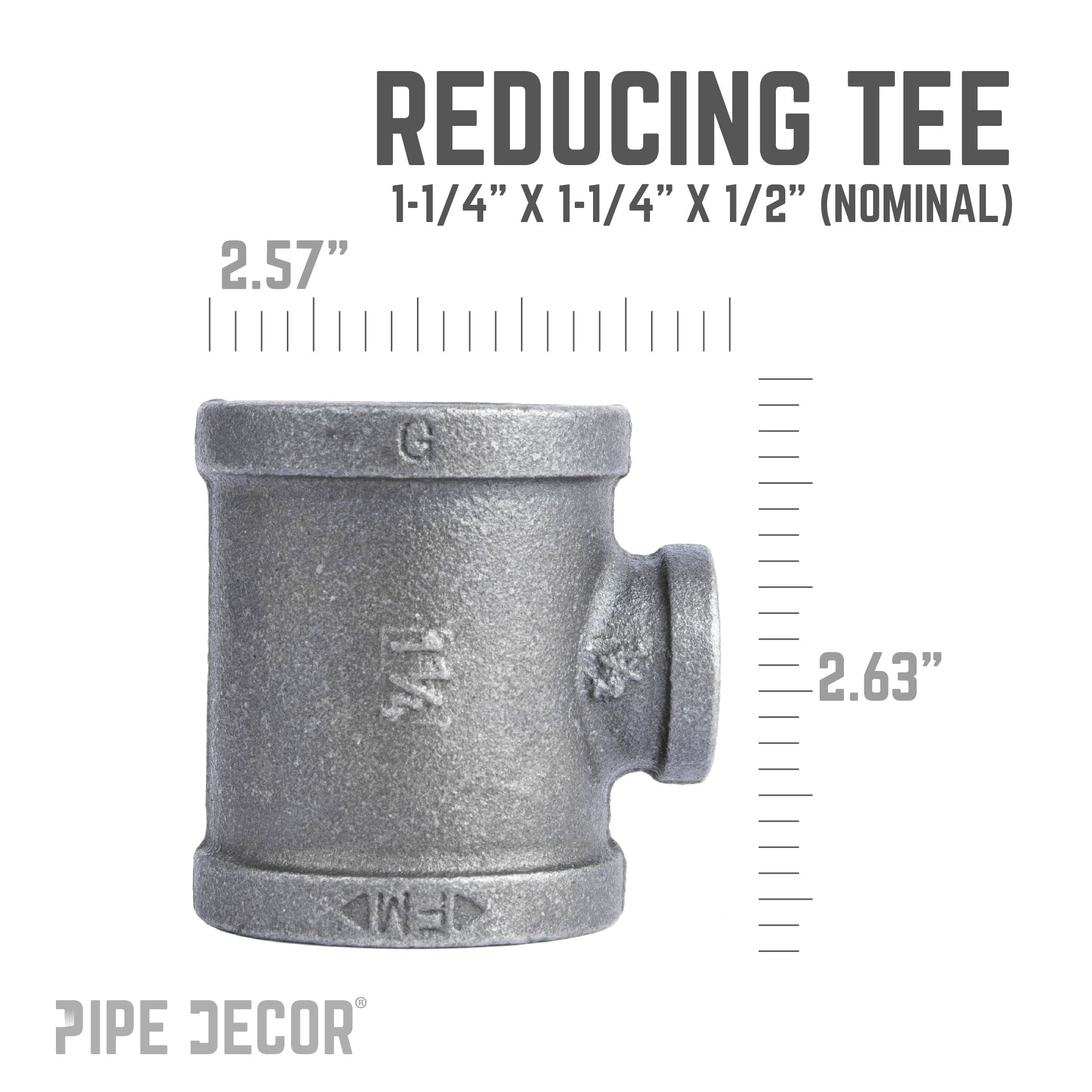 1 1/4 in. x 1 1/4 in. x 1/2 in. Black Reducing Tee