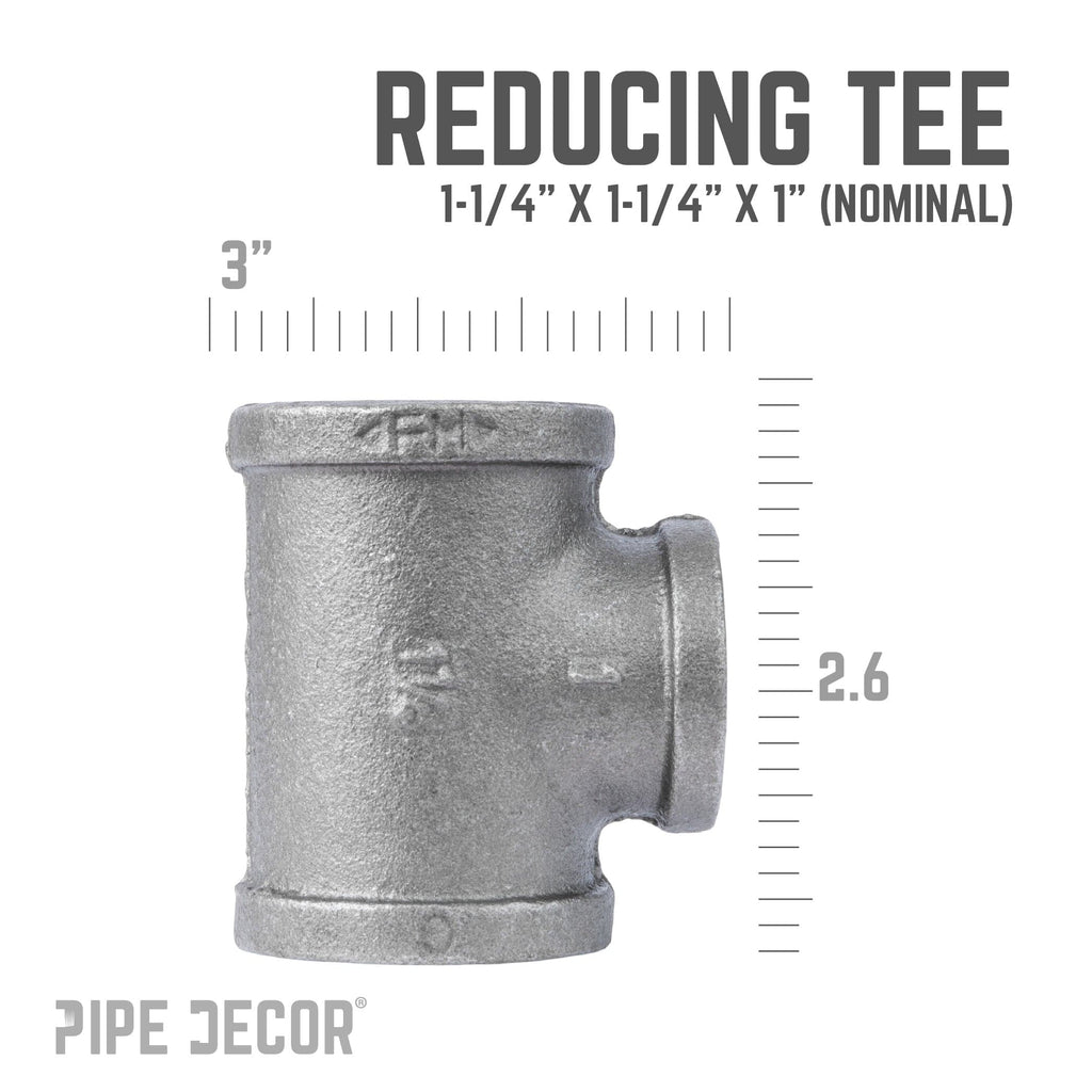 1 1/4 in. x 1 1/4 in. x 1 in. Black Reducing Tee