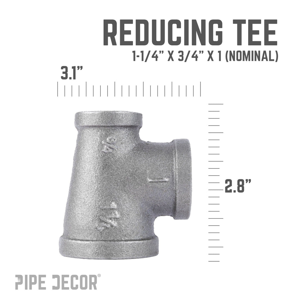 1 1/4 in. x 3/4 in. x 1 in. Black Reducing Tee