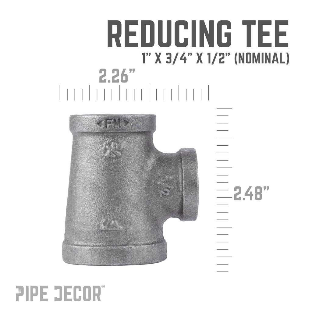 1 in. x 3/4 in. x 1/2 in. Black Reducing Tee