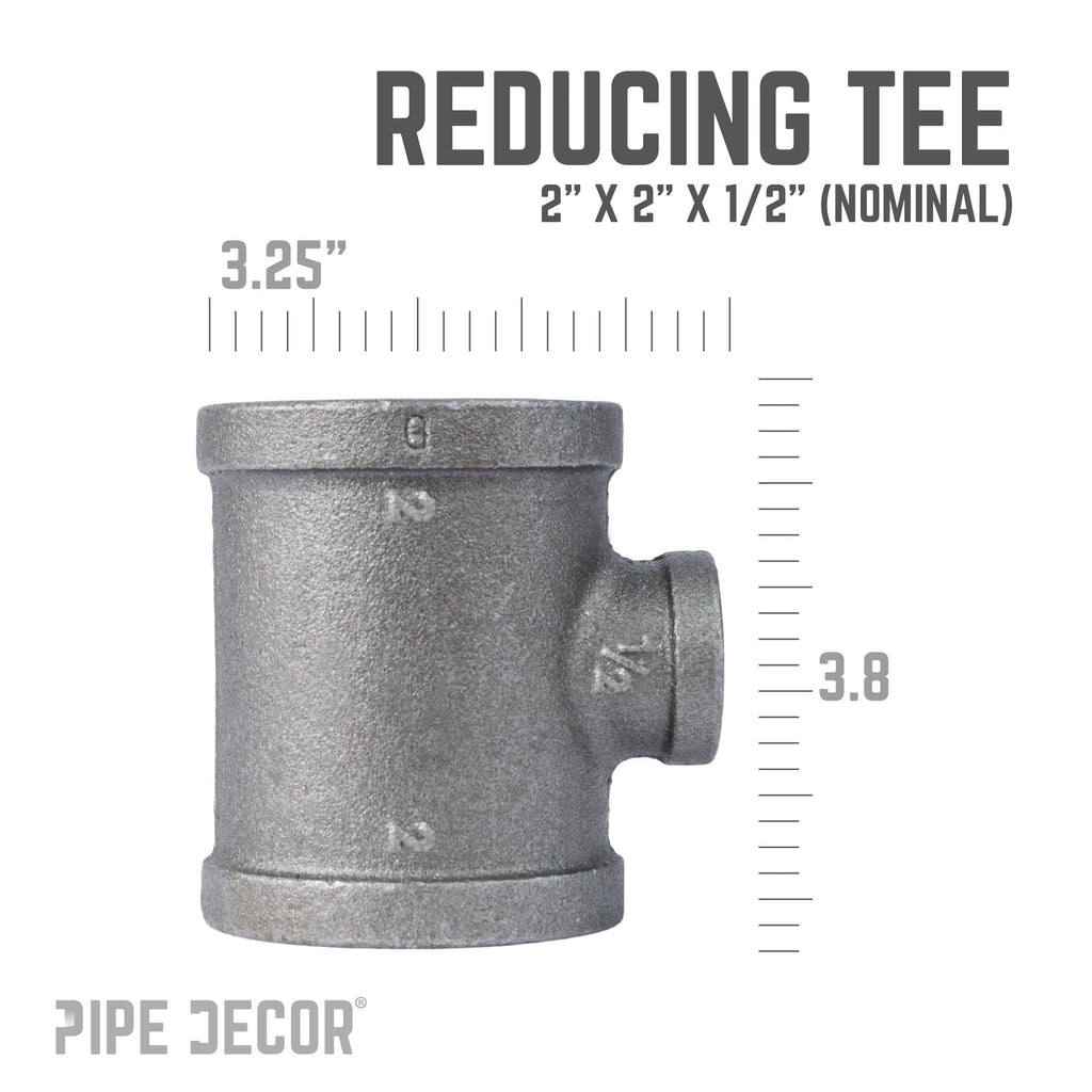 2 in. x 2 in. x 1 1/2 in. Black Reducing Tee