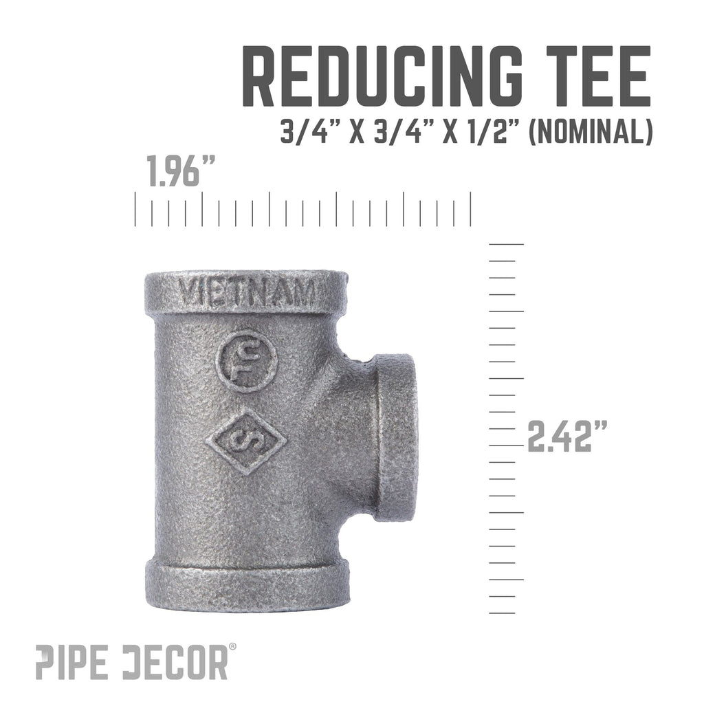 3/4 in. x 3/4 in. x 1/2 in. Black Reducing Tee