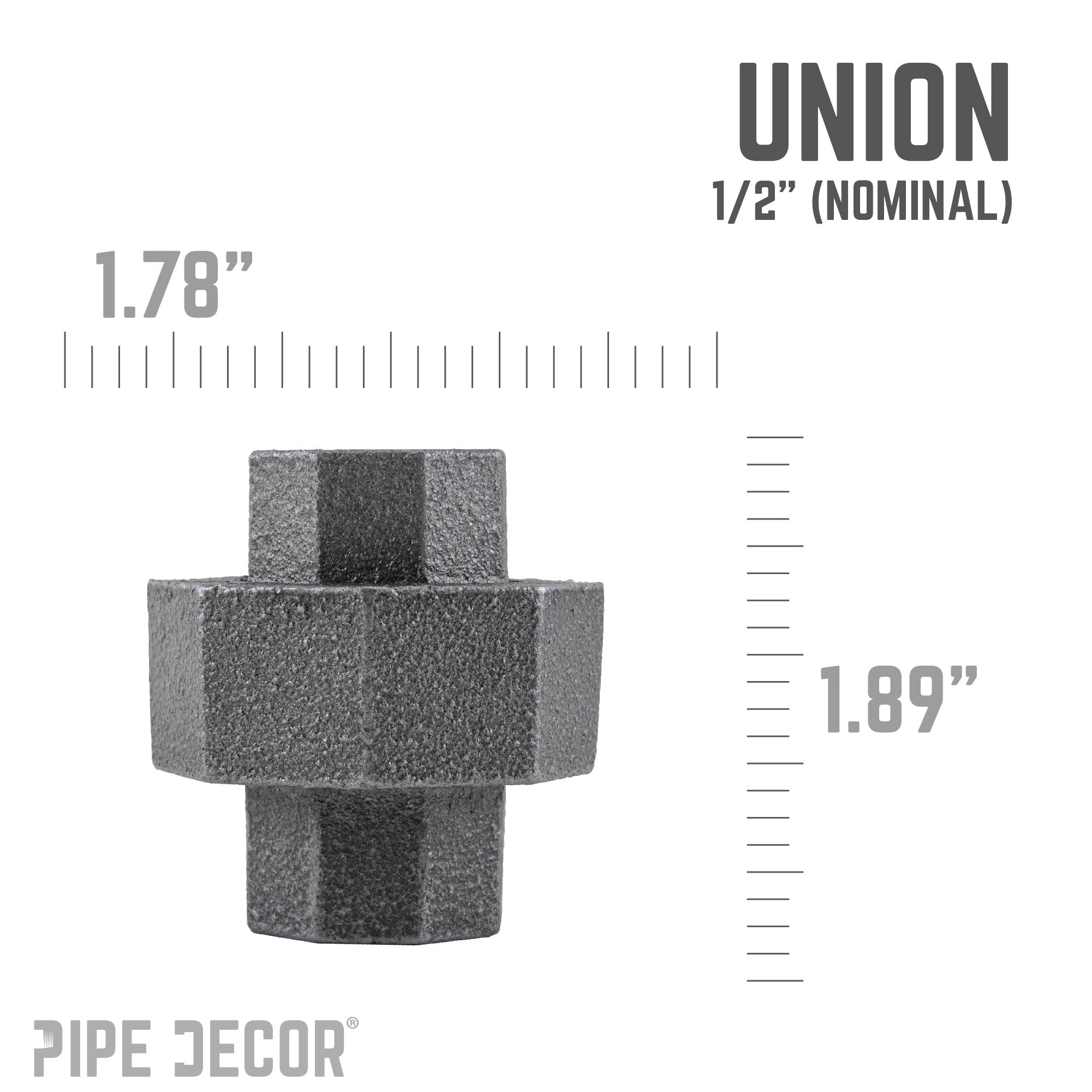 1/2 in. Black Union