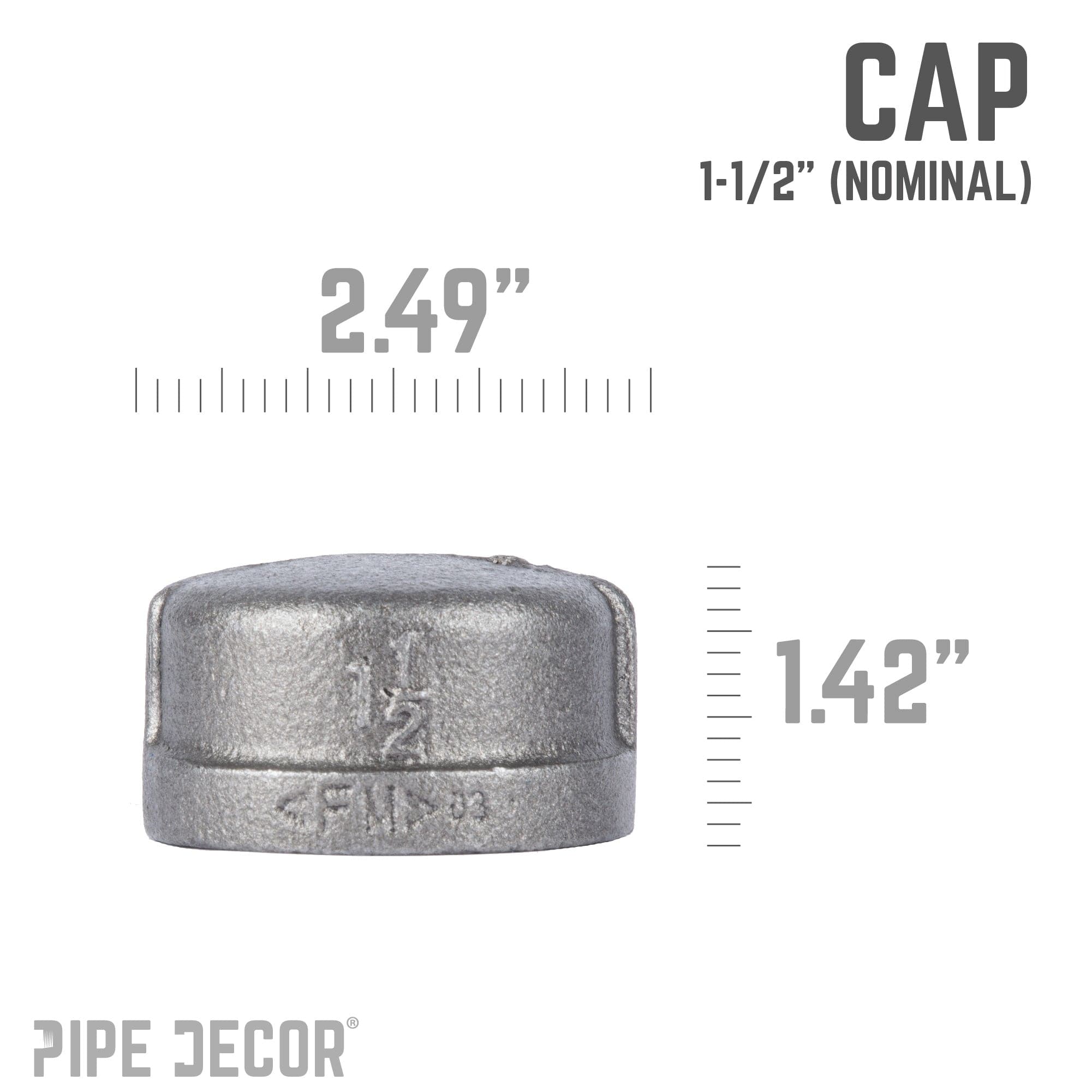 1 1/2 in. Black Cap