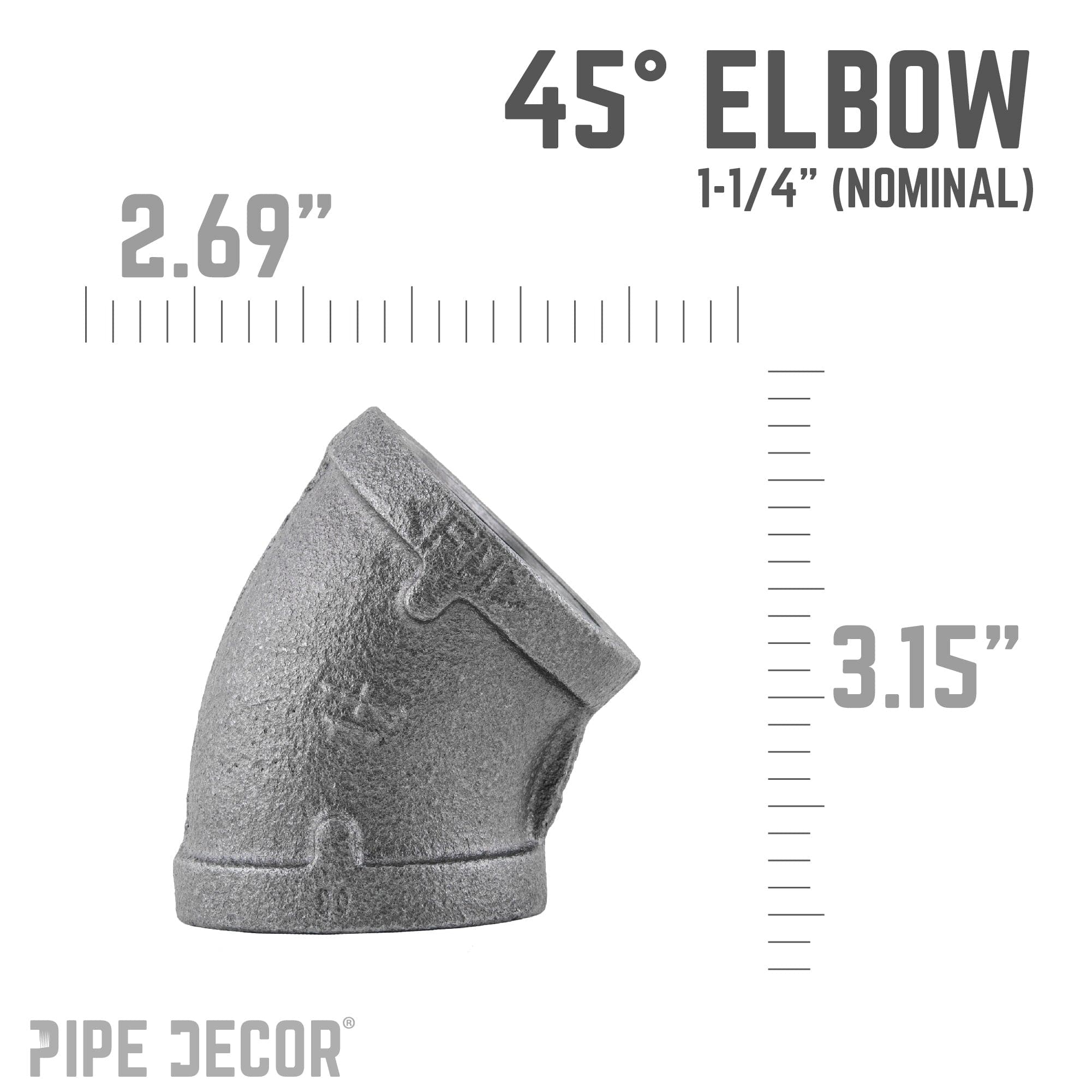 1 1/4 in. Black 45 Degree Elbow