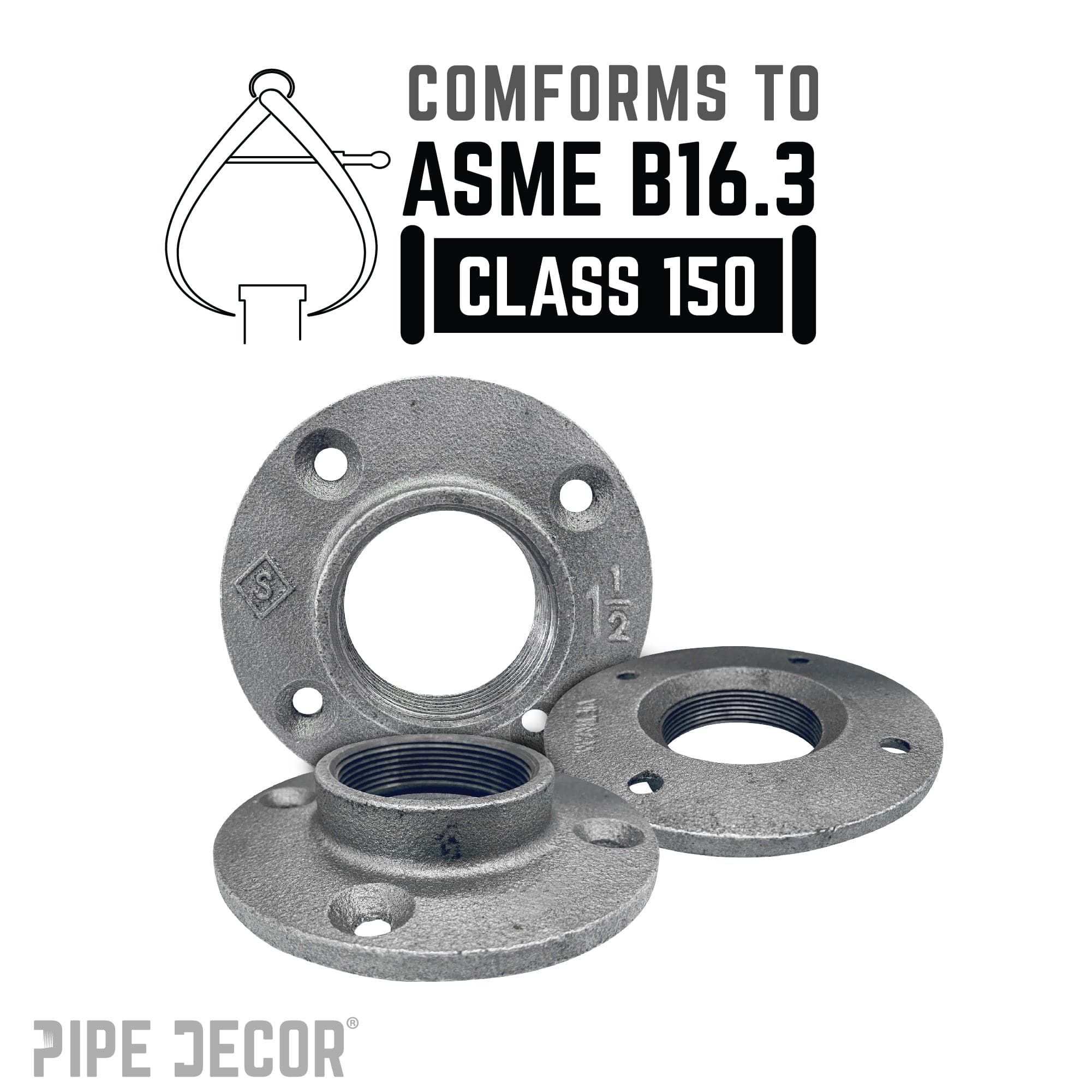 1 1/2 in. Black Floor Flange