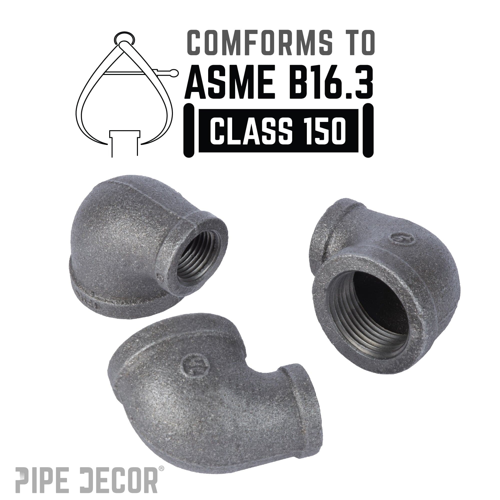 2 in. x 1 in. Black Reducing Elbow