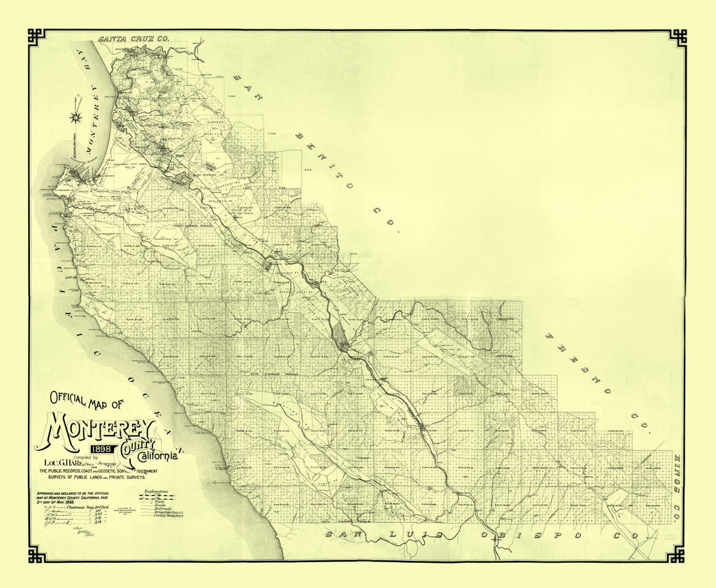 Vintage Map of Monterey County, California 1898