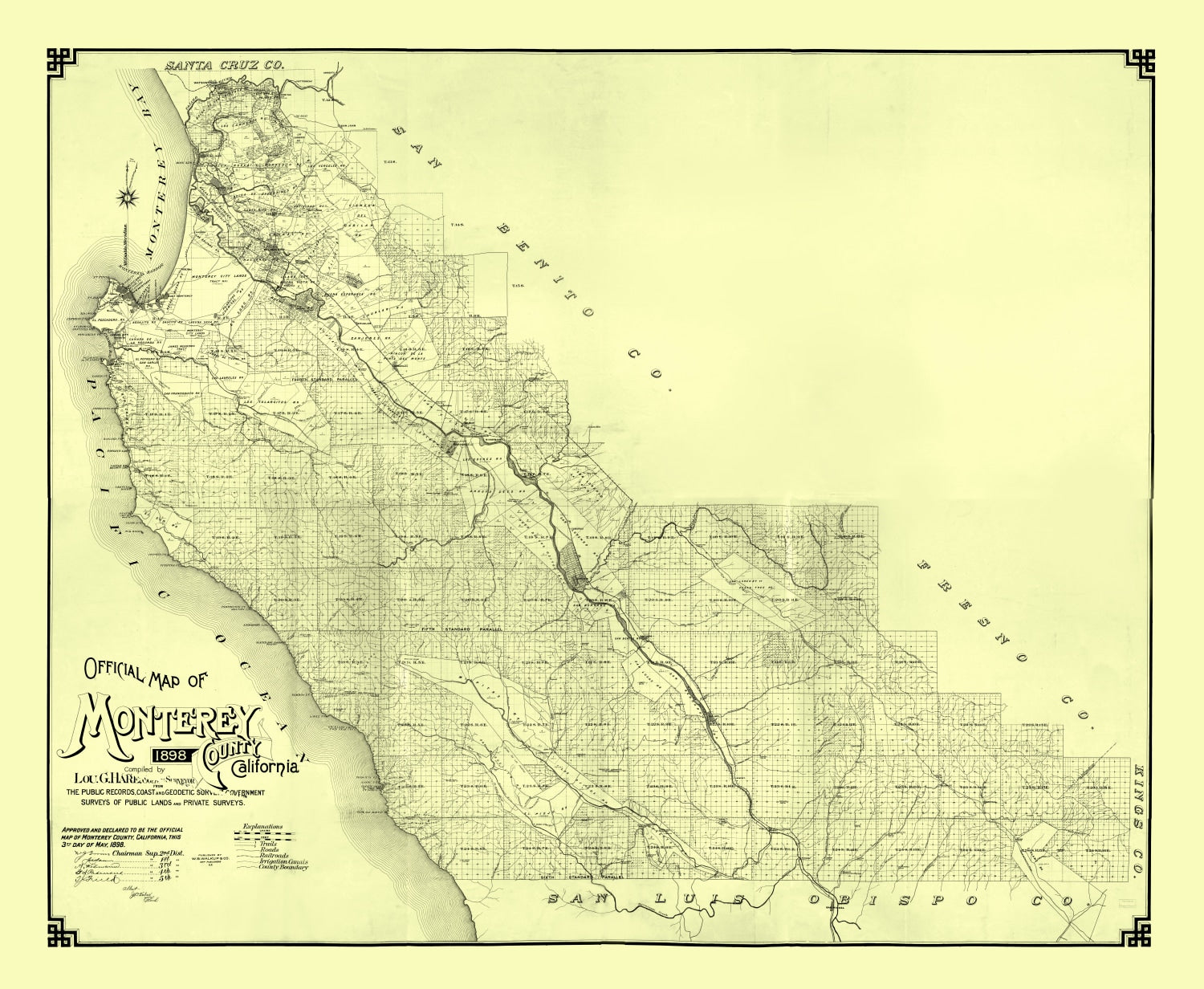 Vintage Map of Monterey County, California 1898