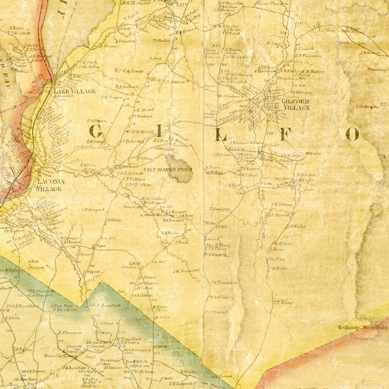Vintage Map of Belknap County, New Hampshire 1859