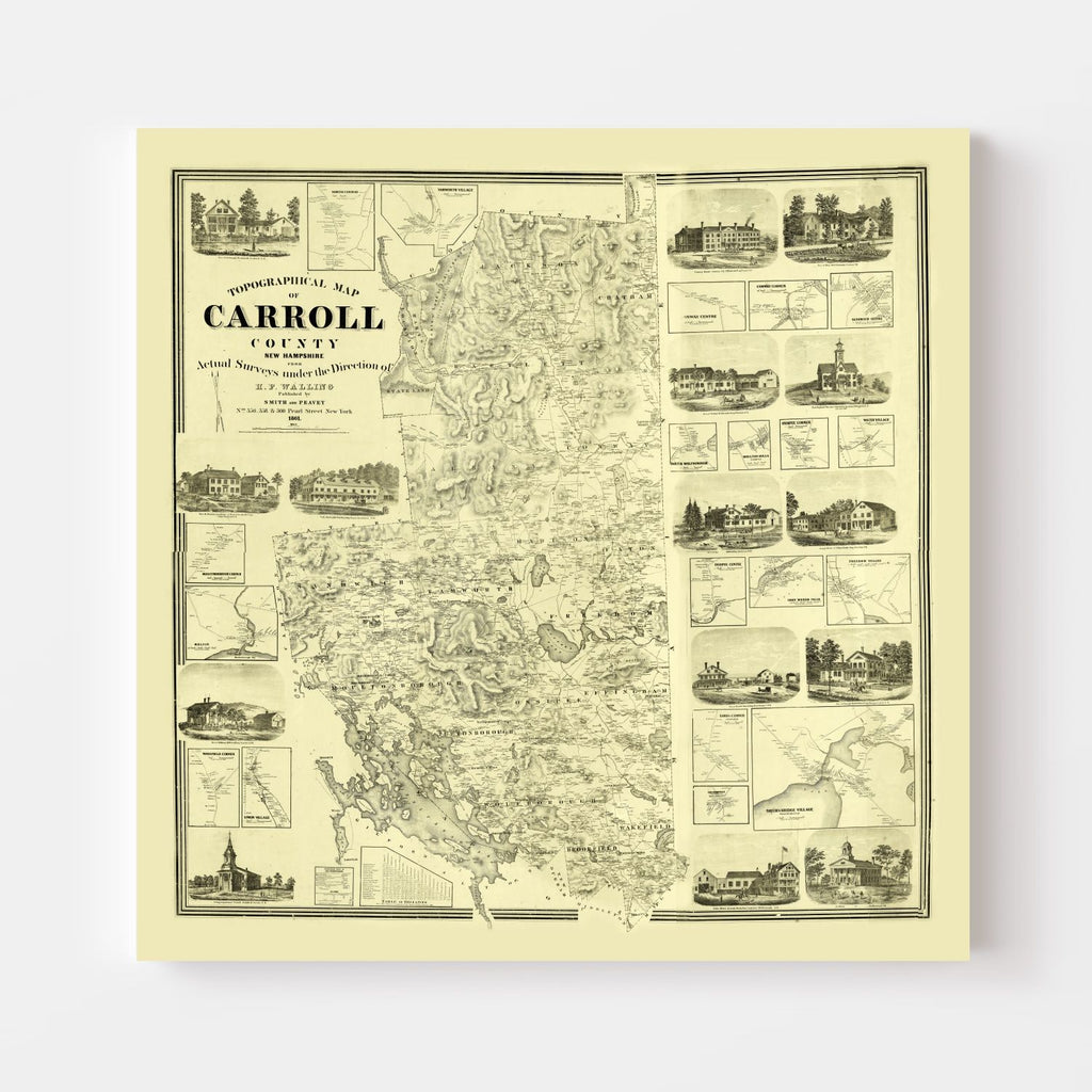 Vintage Map of Carroll County, New Hampshire 1861