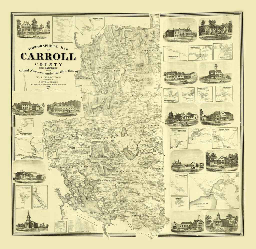 Vintage Map of Carroll County, New Hampshire 1861