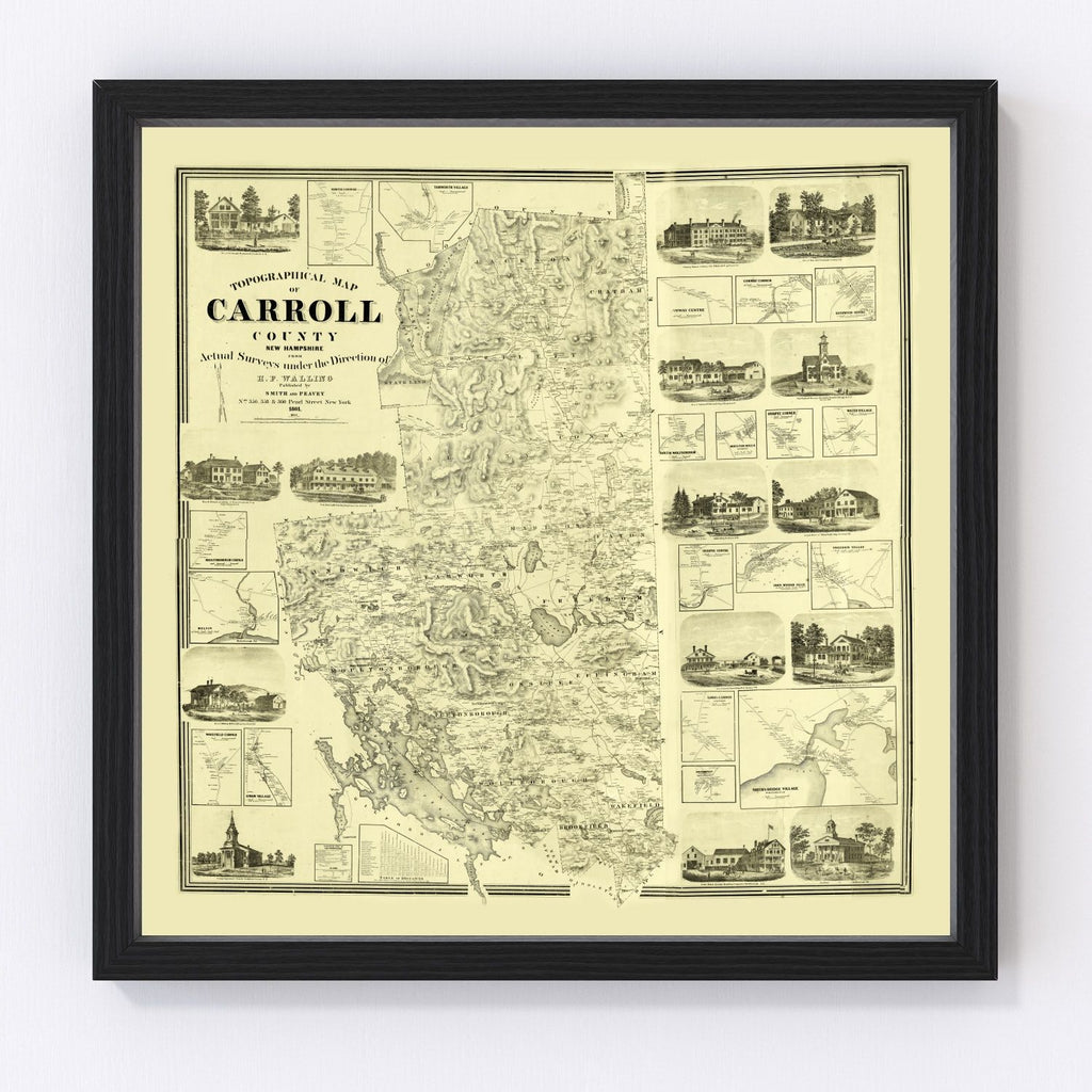 Vintage Map of Carroll County, New Hampshire 1861