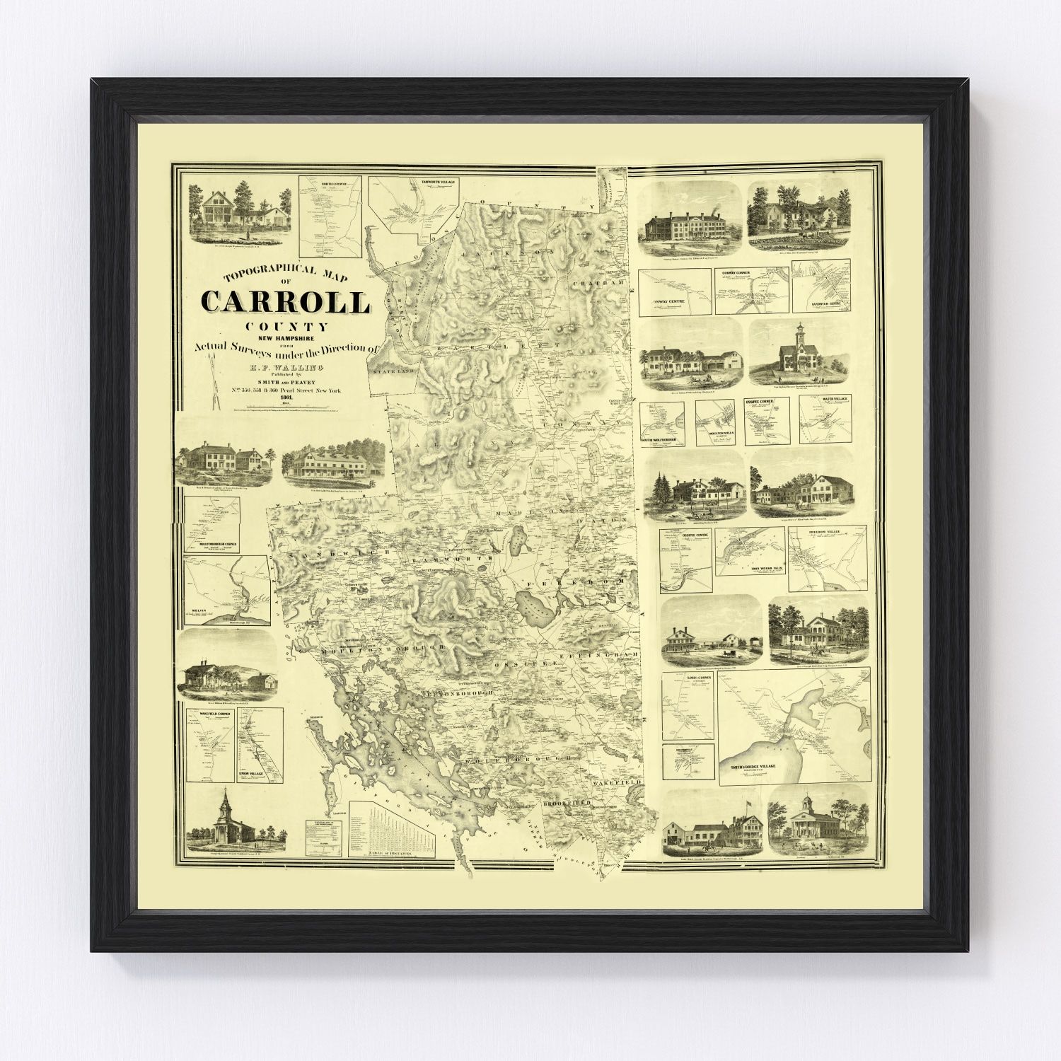 Vintage Map of Carroll County, New Hampshire 1861