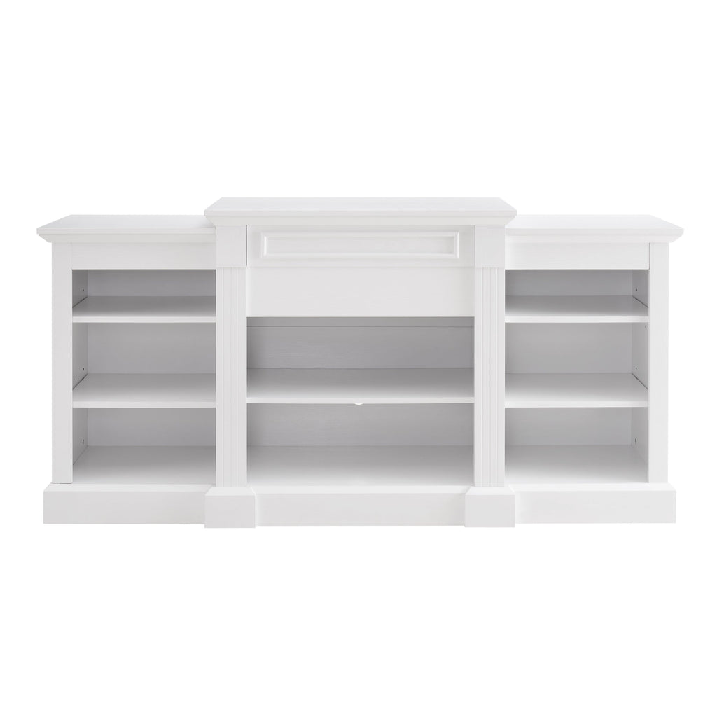 Media Console Table with Large Storage Cabinet, Modern TV Media Entertaionment Stand, White, 65.75'W*17'D*32.48'H