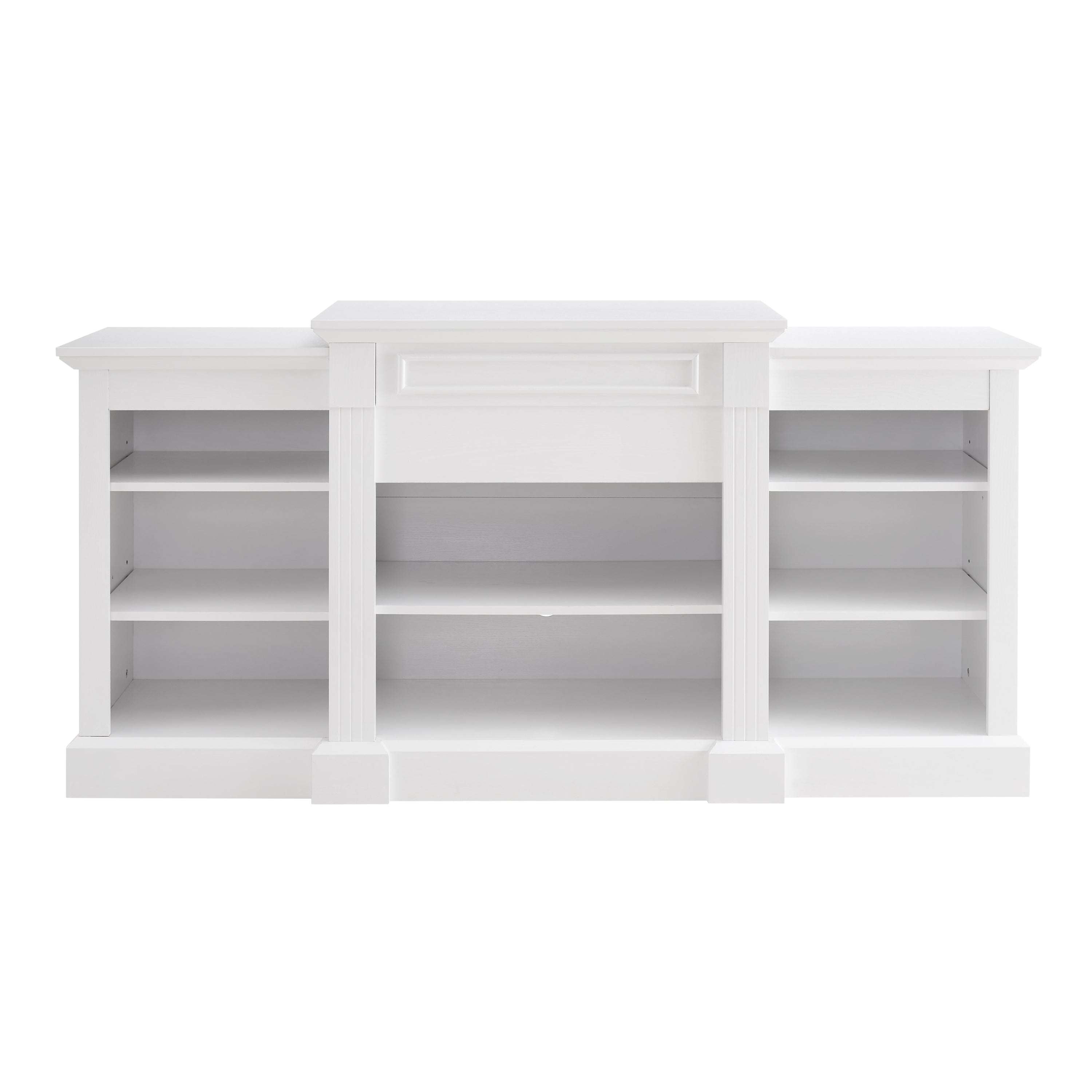 Media Console Table with Large Storage Cabinet, Modern TV Media Entertaionment Stand, White, 65.75'W*17'D*32.48'H