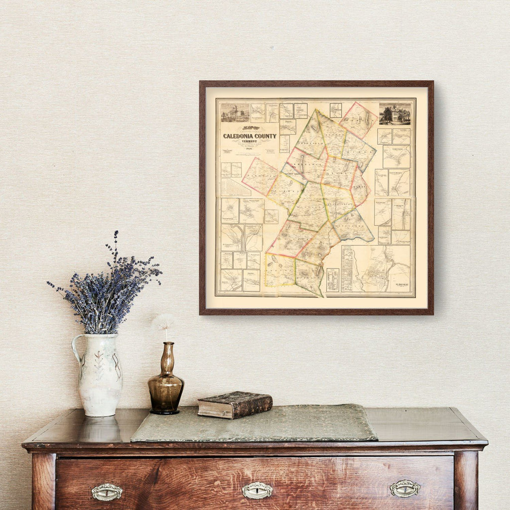 Vintage Map of Caledonia County, Vermont 1858