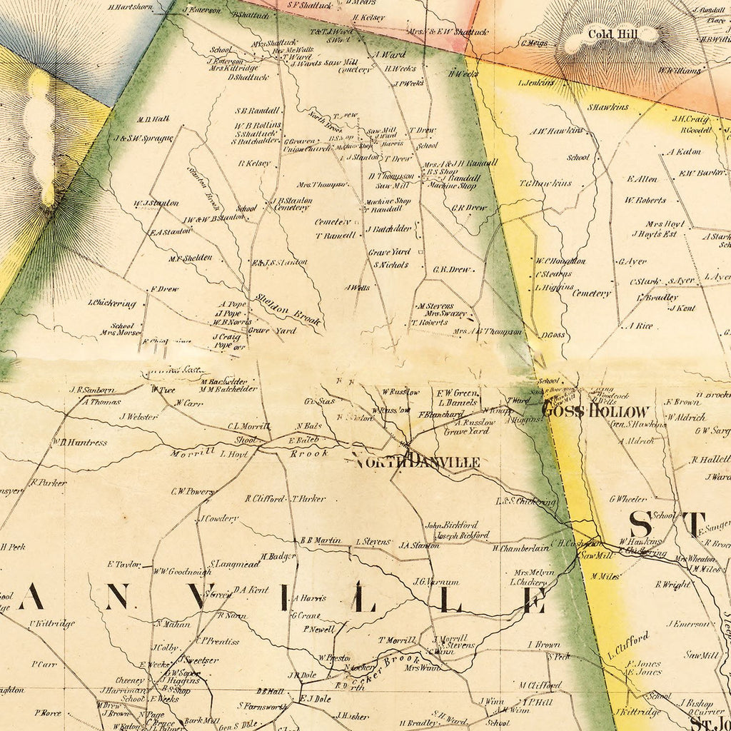 Vintage Map of Caledonia County, Vermont 1858