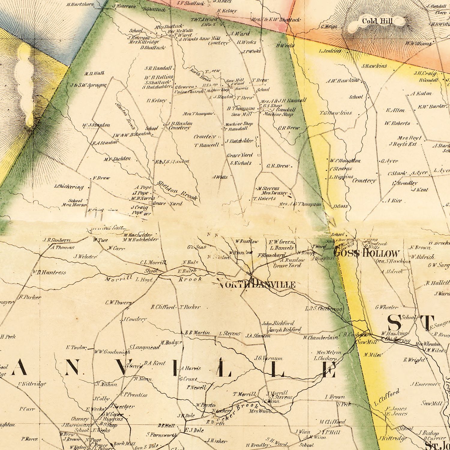 Vintage Map of Caledonia County, Vermont 1858