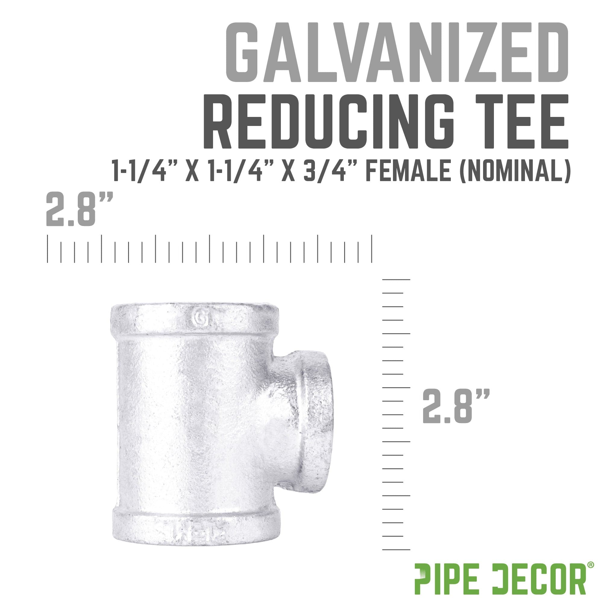 1 1/4 in. x 1 1/4 in. x 3/4 in. Galvanized Iron Reducing Tee