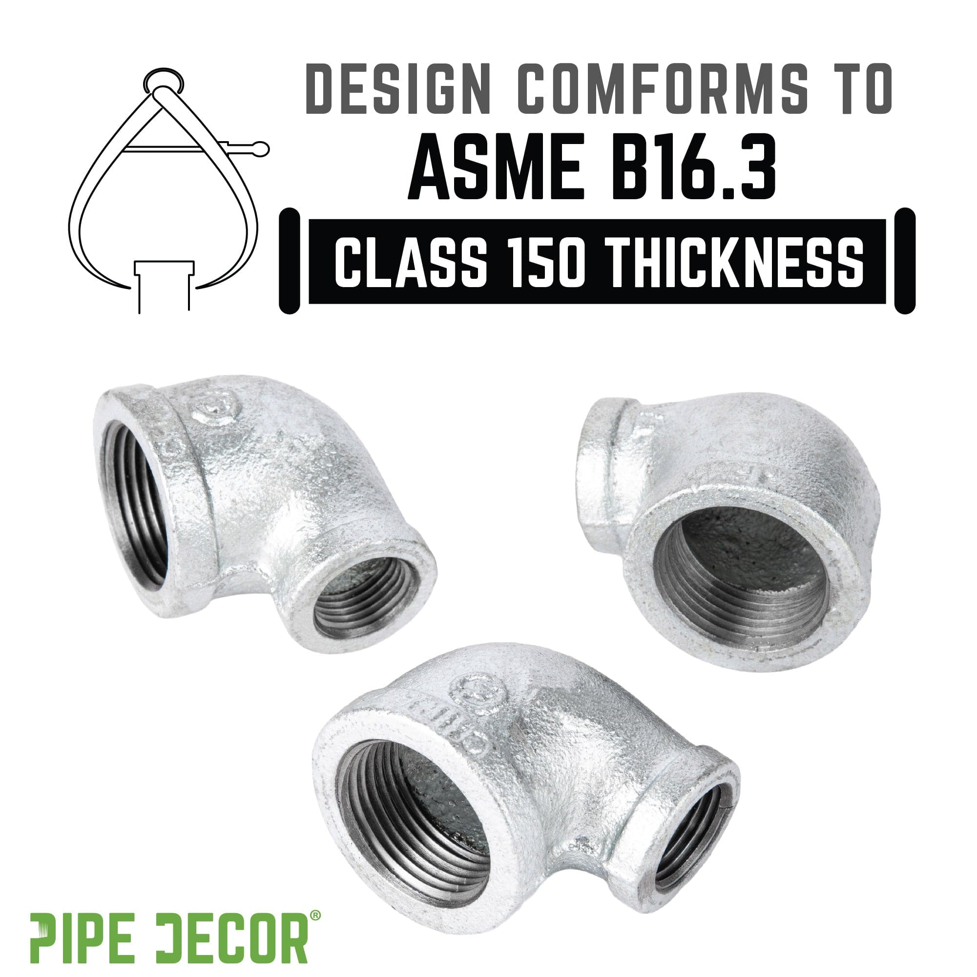 2 in. x 1 1/2 in. Galvanized Iron Reducing Elbow
