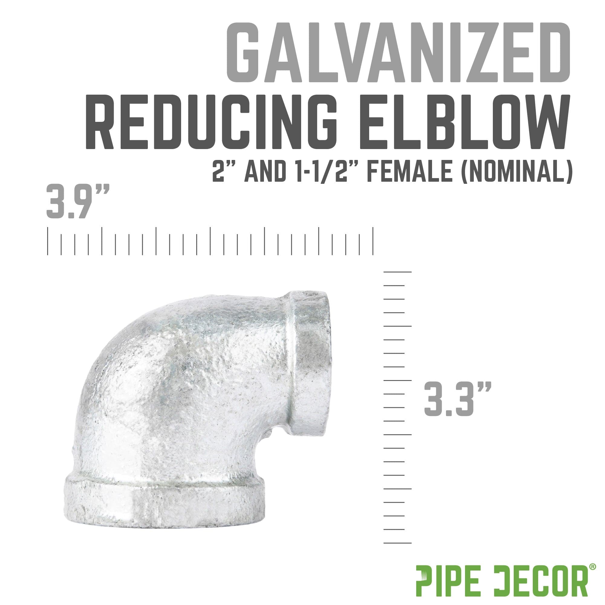 2 in. x 1 1/2 in. Galvanized Iron Reducing Elbow