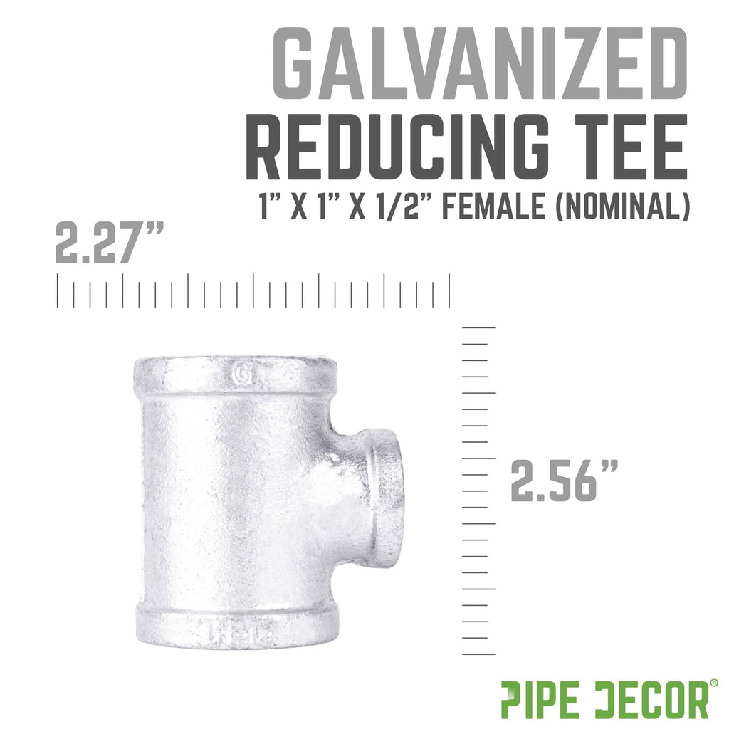 1 in. x 1 in. x 1/2 in. Galvanized Reducing Tee