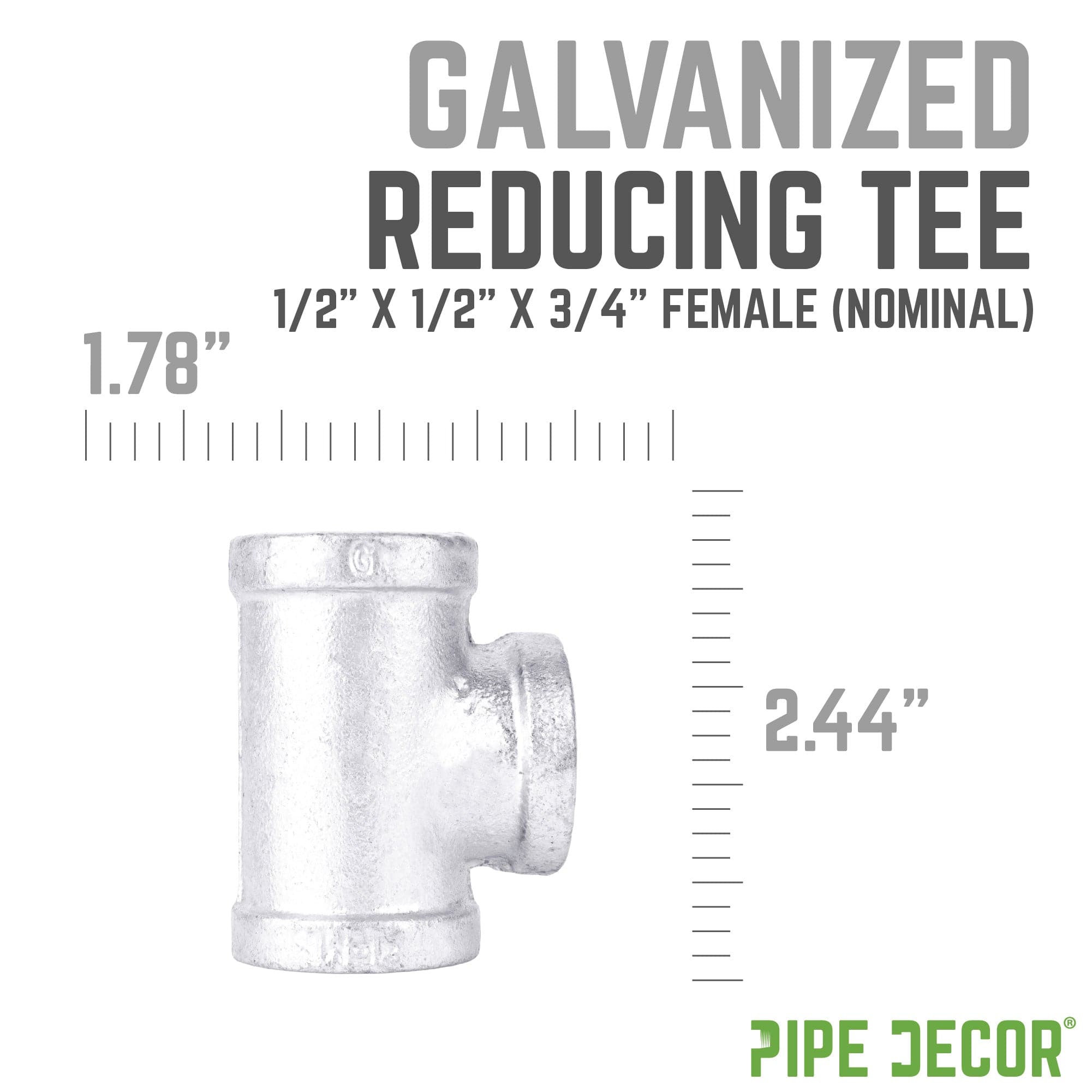 1/2 in. x 1/2 in. x 3/4 in. Galvanized Reducing Tee